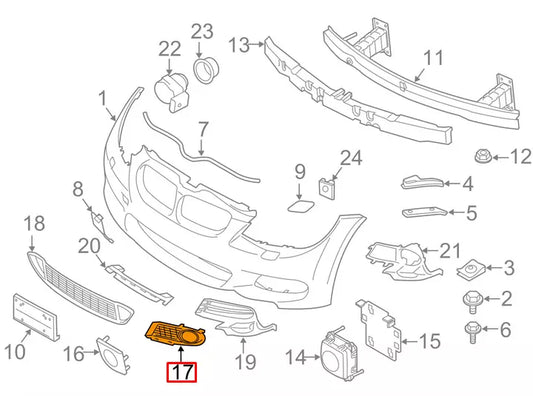 NEW BMW 3 E92 M-SPORT FRONT BUMPER LEFT SIDE FOG LIGHT GRILL 51118038935