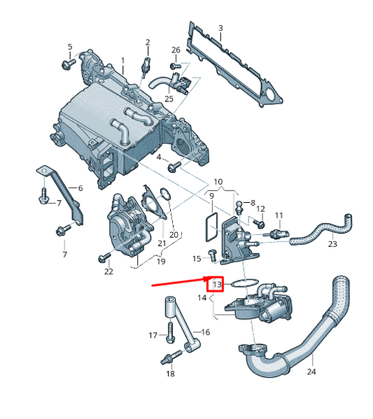 new vw tiguan ad throttle housing seal 04l131547r original