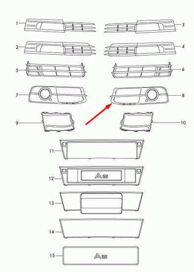 NEW AUDI A6 C6 LEFT FOG LIGHT GRILLE S-LINE 4F0807681Q3FZ 2010 ORIGINAL