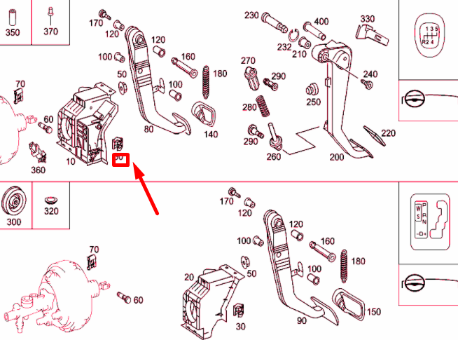 new mercedes-benz c w203 pedal assembly clamp a2109880578 original