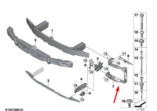 NEW BMW M4 G82 FRONT LEFT OUTER CRASH REINFORCEMENT 51118071635 8071635 ORIGINAL