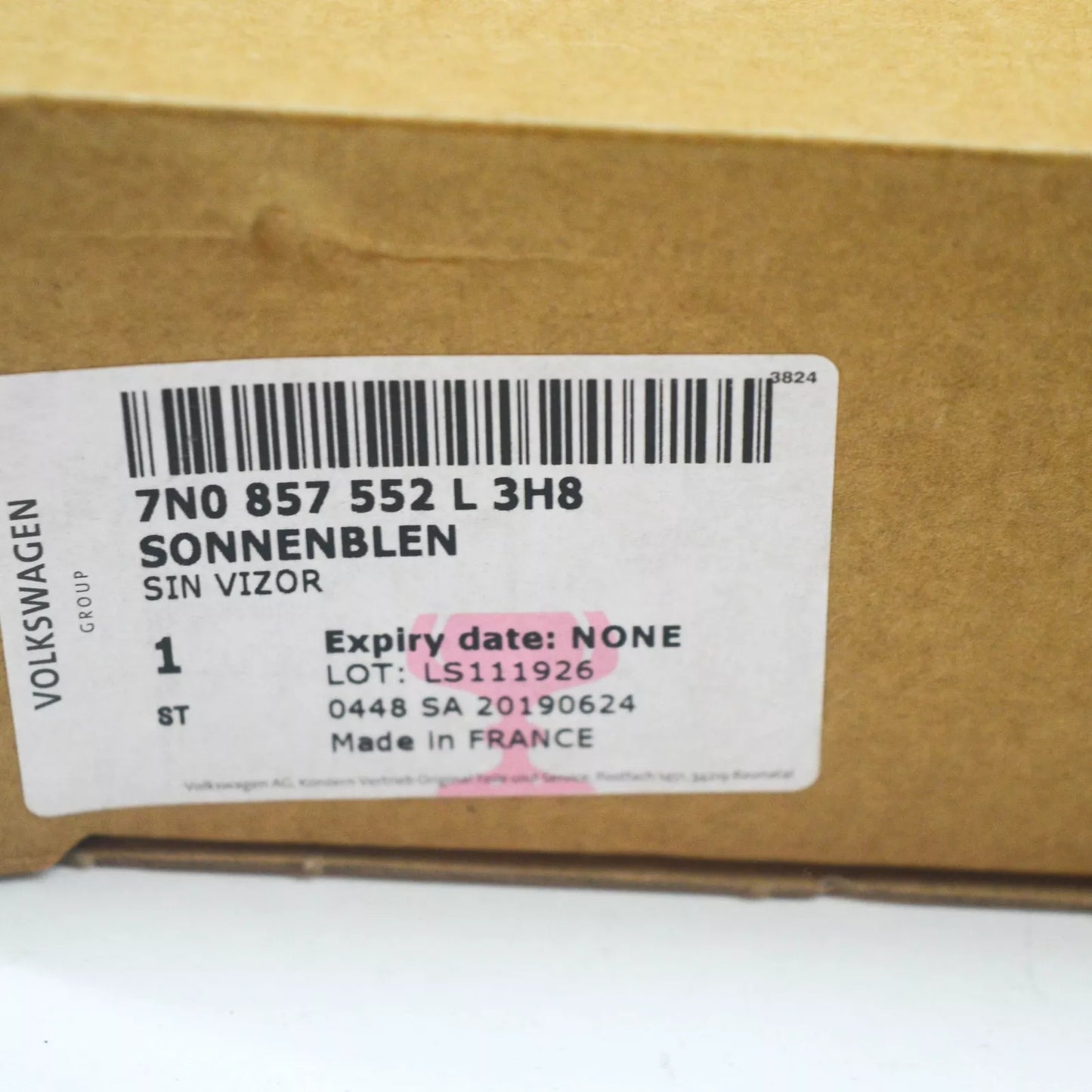 NEW VOLKSWAGEN AMAROK FRONT RIGHT SIDE SUN VISOR 7N0857552L3H8 ORIGINAL