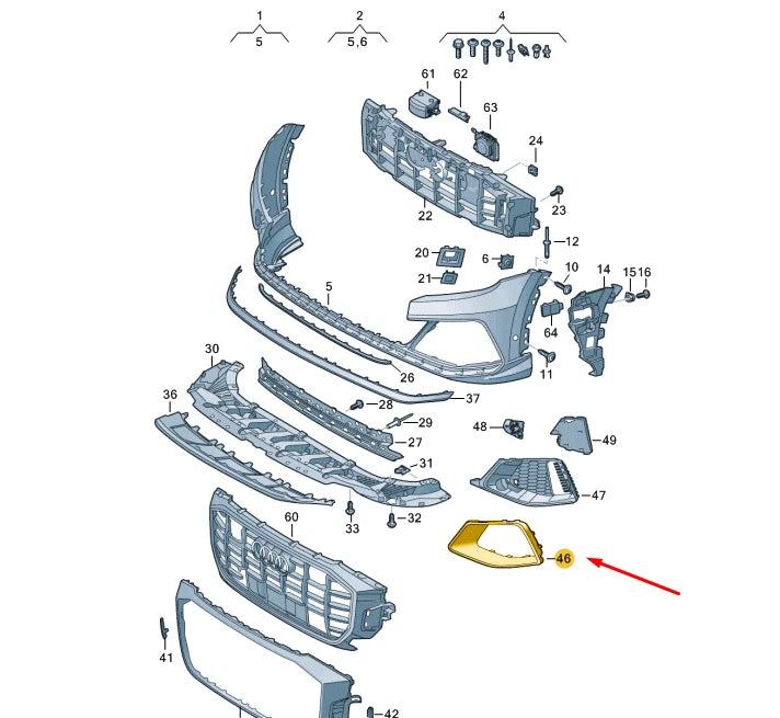 NEW AUDI Q8 FRONT BUMPER RIGHT DECORATIVE FRAME 4M8853258RU6