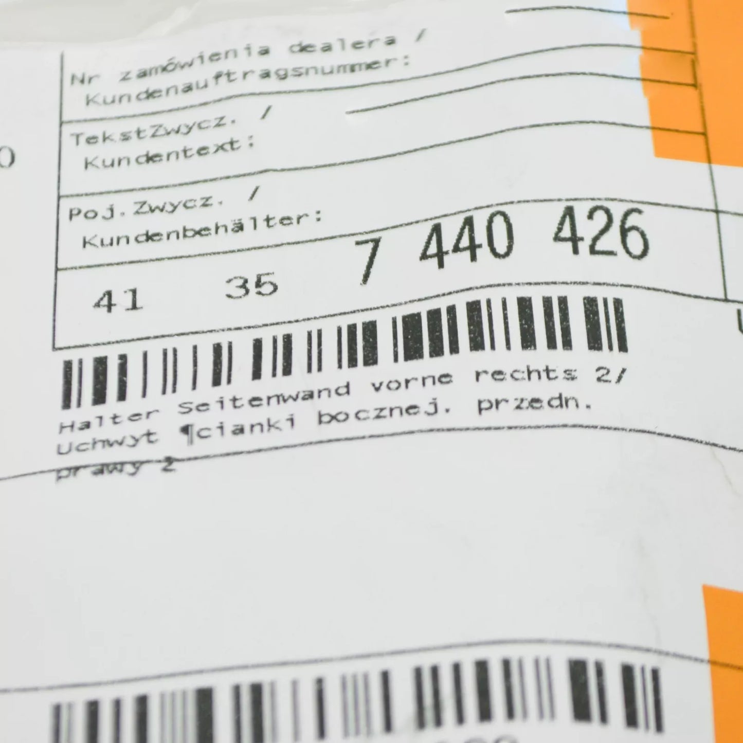 NEW BMW M5 F90 FRONT RIGHT FENDER WING HOLDER 41357440426 ORIGINAL