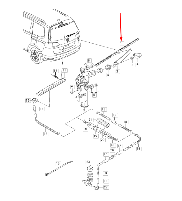 new volkswagen sharan 7n rear aero wiper blade 5m0955427e original