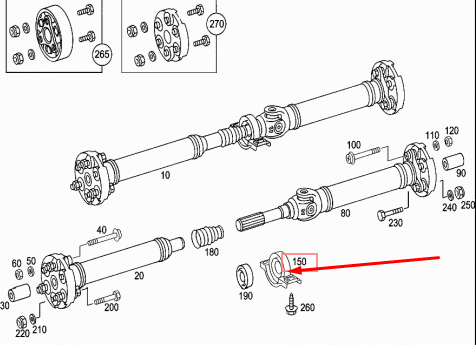 NEW MERCEDES-BENZ C-CLASS W203 DRIVE SHAFT CENTER SUPPORT A1704100081 ORIGINAL