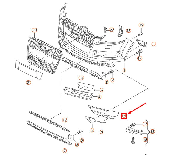 NEW AUDI Q7 4L FRONT BUMPER RIGHT FOG GRILLE 4L0807062CGRU