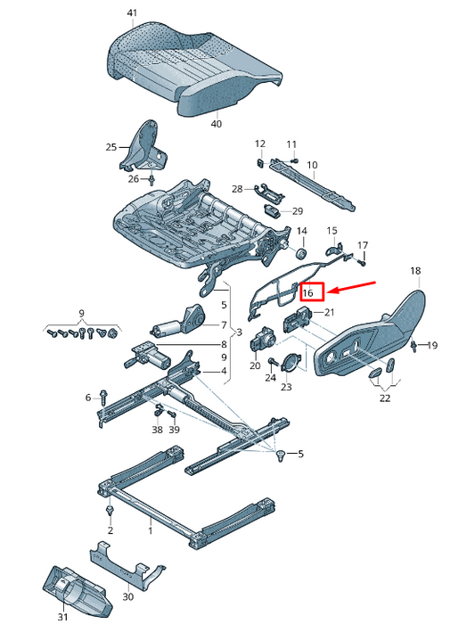 NEW AUDI Q7 4M FRONT LEFT SEAT FRAME TRIM PANEL BRACKET 4M0882633B ORIGINAL
