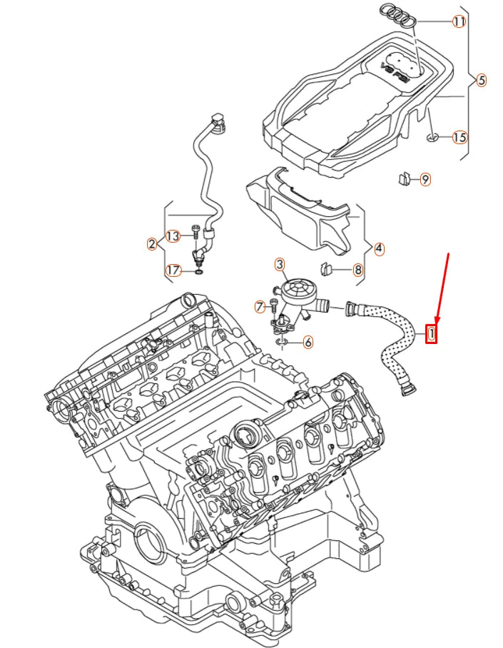 NEW AUDI A8 D4 CYLINDER HEAD VENT HOSE 079103209CF ORIGINAL