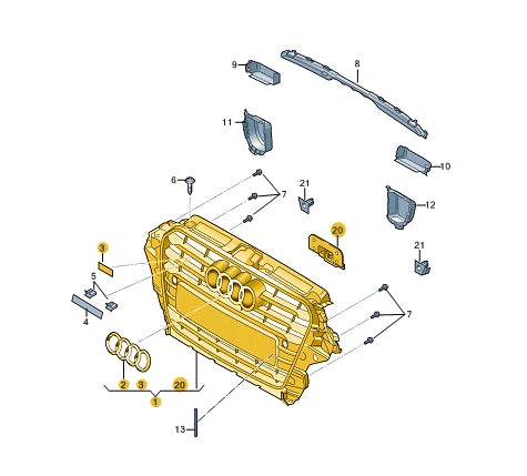 NEW AUDI A3 8V FRONT RADIATOR GRILLE 8V5853651BCKA