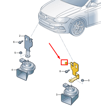 new vw polo aw mk6 high tone signal horn retainer 2g0951182b original