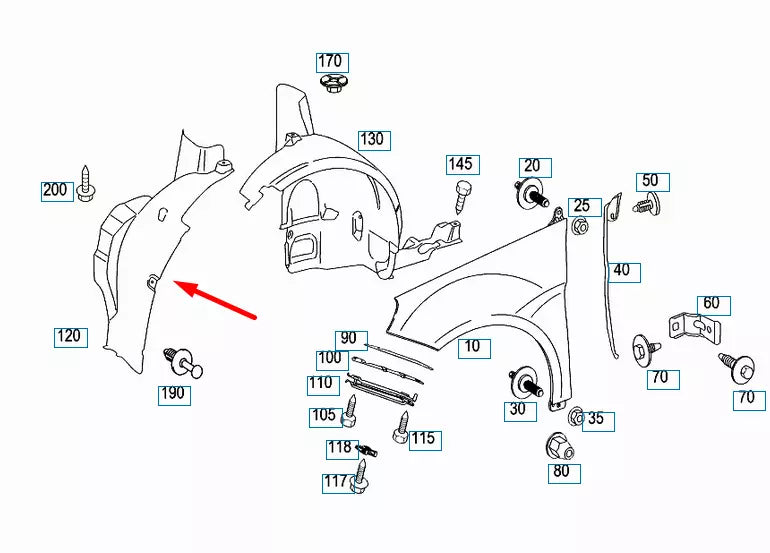 NEW MERCEDES-BENZ B-CLASS W245 FRONT RIGHT ARCH LINER FRONT PART A1696982630