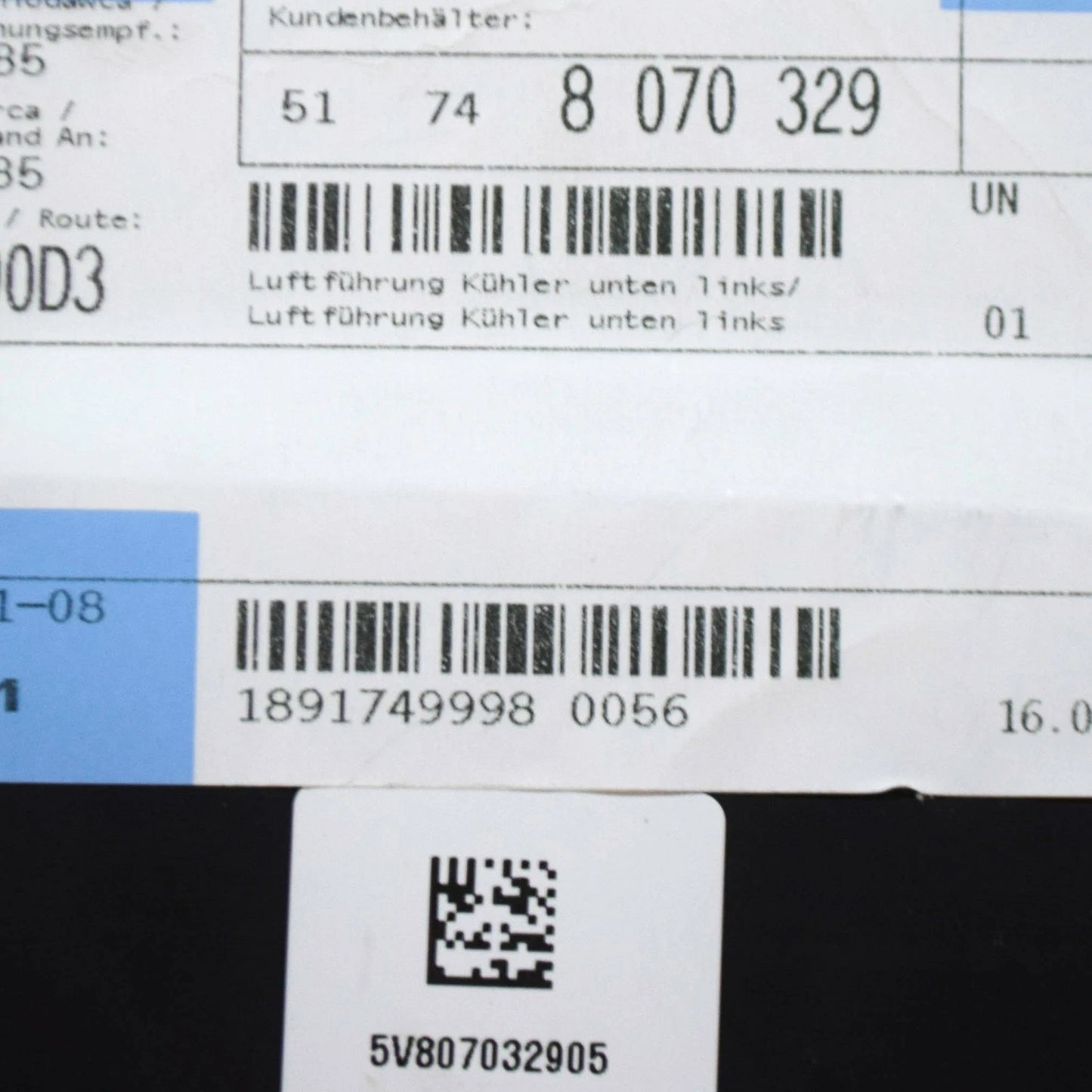 NEW BMW M5 F90 M LEFT AIR DUCT RADIATOR BOTTOM WIND DEFLECTOR 51748070329