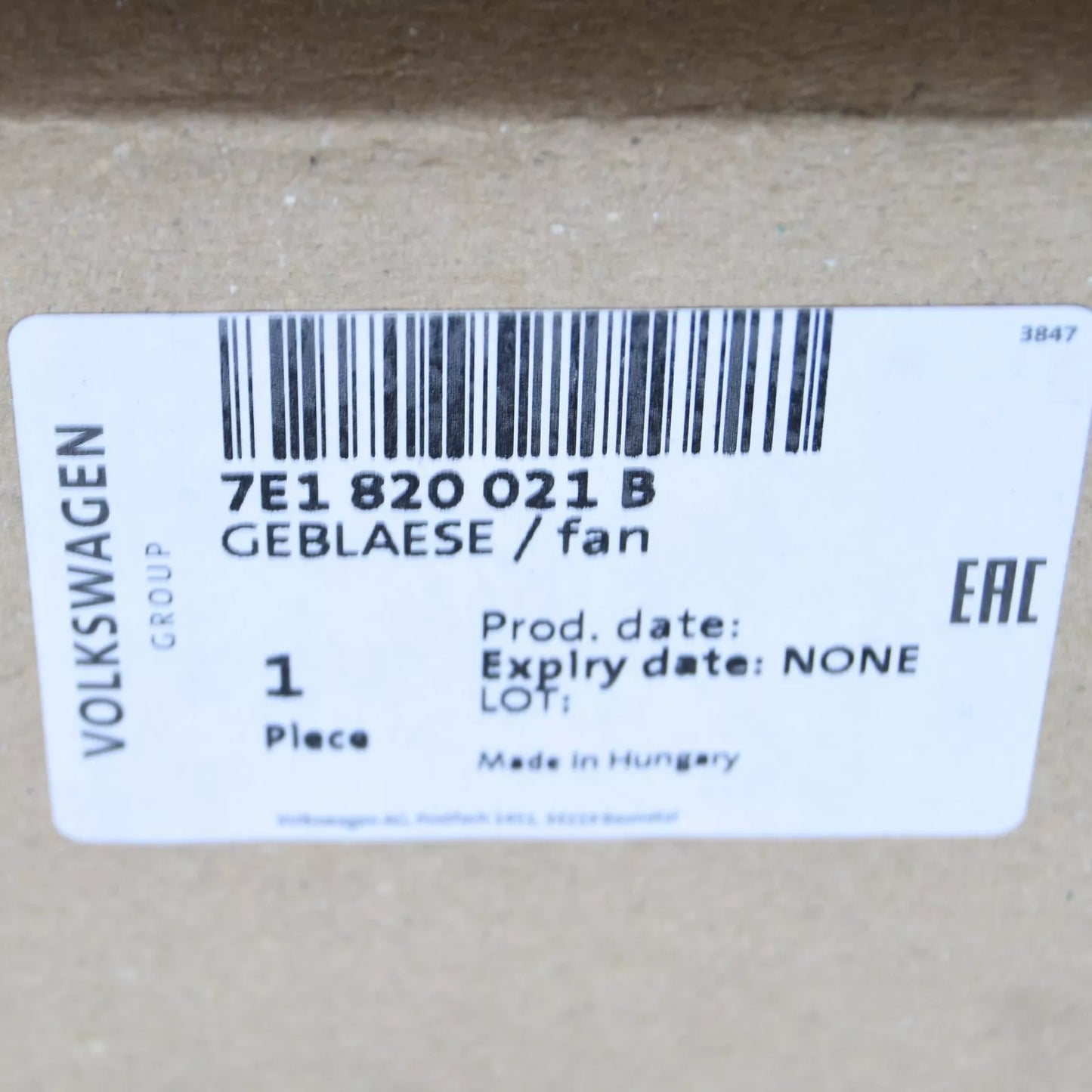 NEW VW TRANSPORTER VI T6 HEATER BLOWER FAN LHD 7E1820021B ORIGINAL