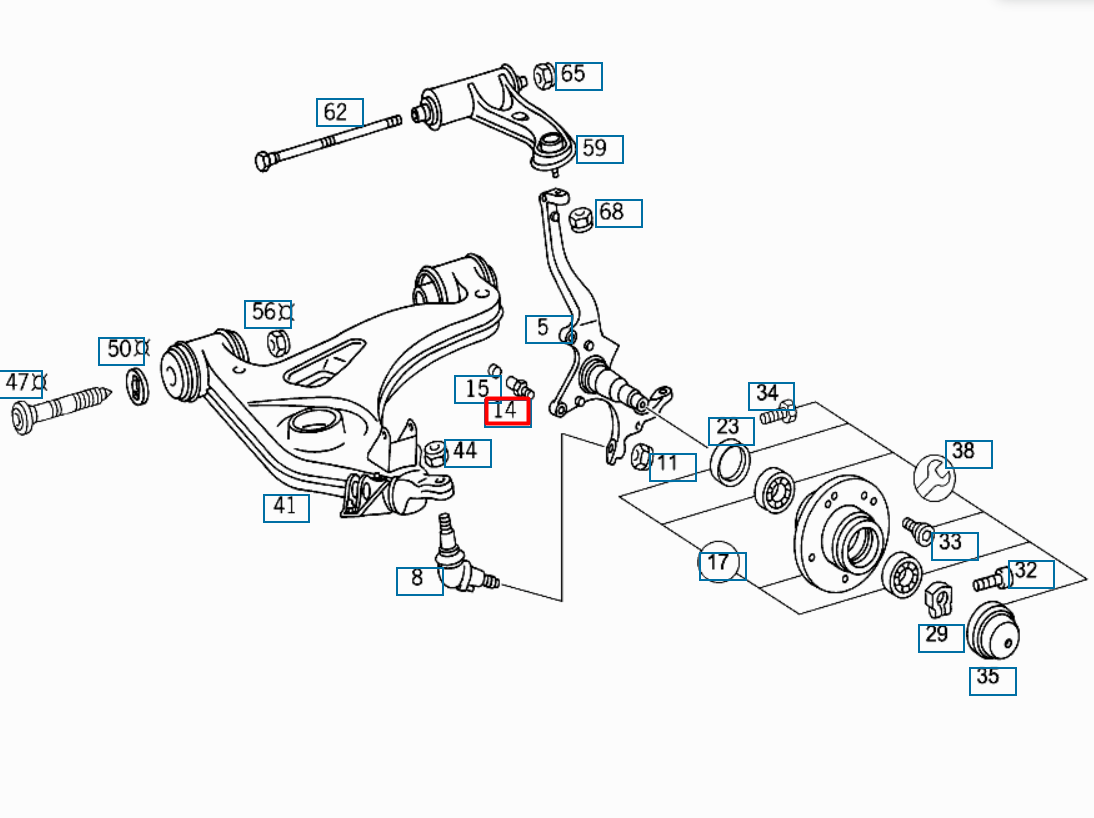 NEW MERCEDES-BENZ S COUPE C140 KNUCKLE PIN A1243300180 ORIGINAL