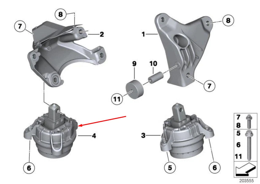 NEW BMW 7 F01 RIGHT ENGINE MOUNT 22116786528 6786528 3.0 PETROL 235KW ORIGINAL