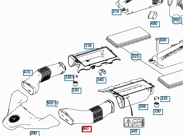 NEW MERCEDES BENZ SL R230 LEFT AIR INLET HOSE A1130941782 ORIGINAL
