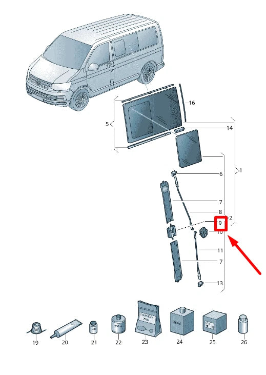 NEW VW CADDY FURGON SAA REAR LEFT WINDOW RELEASE LEVER 2K0847781A ORIGINAL