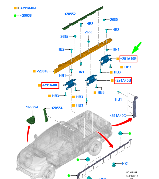 new ford ranger t6 mk1 body side moulding ab39-26291a34-ce 5211022 original