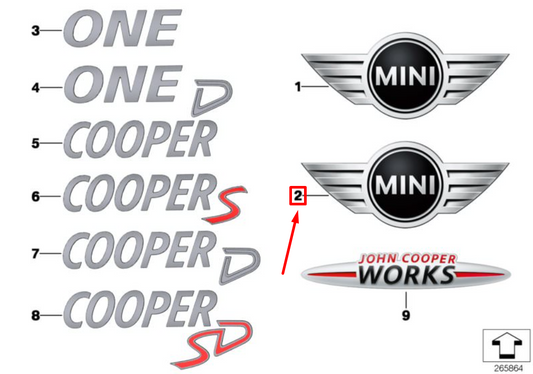 new mini coupe r58 rear trunk emblem 51142759223 original