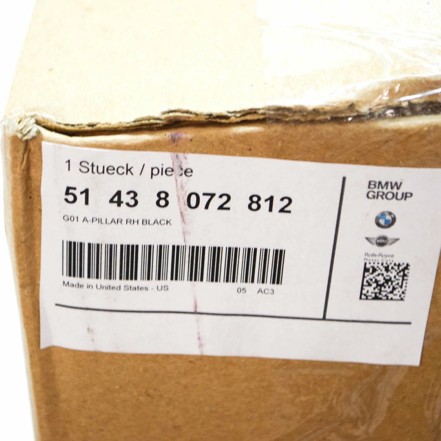 NEW BMW X3 G01 FRONT RIGHT A PILLAR COVER TRIM 51438072812 8072812 ORIGINAL