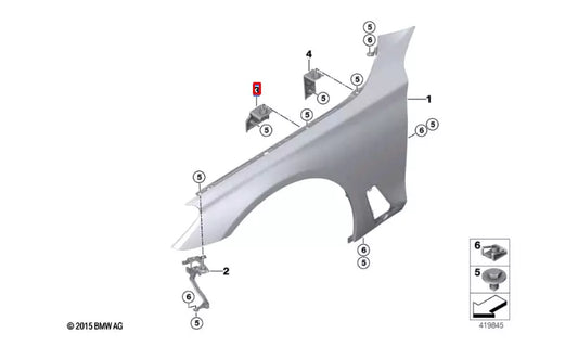 NEW BMW M5 F90 FRONT RIGHT FENDER WING HOLDER 41357440426 ORIGINAL