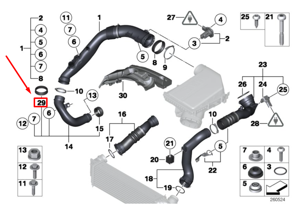 new bmw 3 e90 air filter housing hose 13717599292 7599292 original