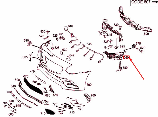 NEW MERCEDES-BENZ SLK R172 FRONT BUMPER LEFT BASIC MOUNTING A1728851365 ORIGINAL