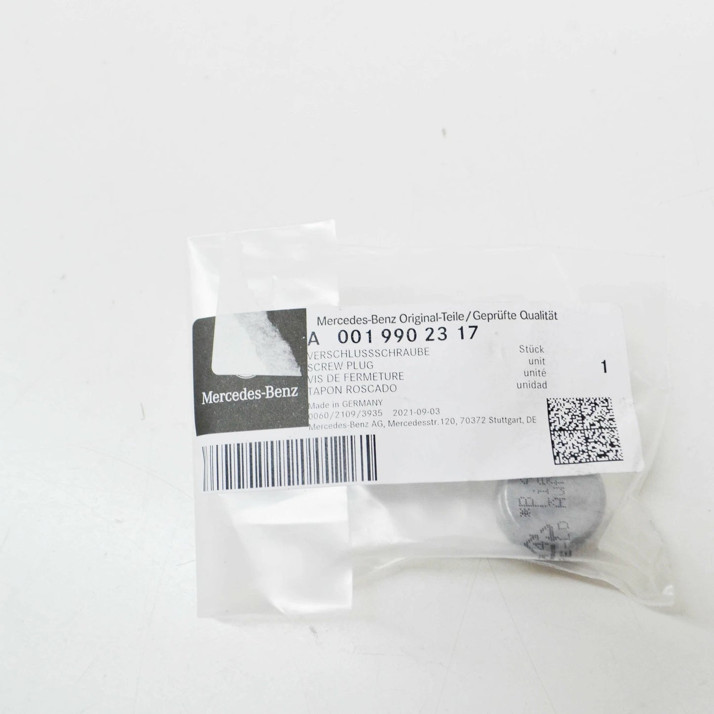 NEW MERCEDES-BENZ C W205 REAR AXLE SCREW PLUG A0019902317 ORIGINAL