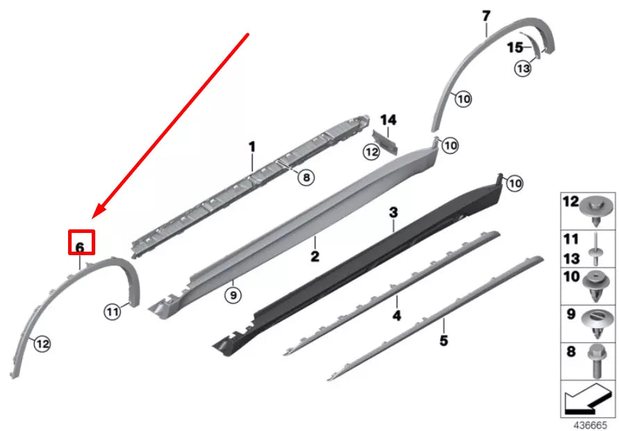 NEW BMW X5 F15, F85 FRONT LEFT FENDER MOLDING 51777303391 7303391 ORIGINAL