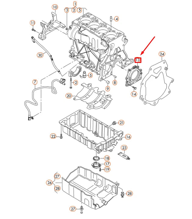 NEW AUDI A1 8X REAR CRANKSHAFT SEALING FLANGE 04L103171 ORIGINAL