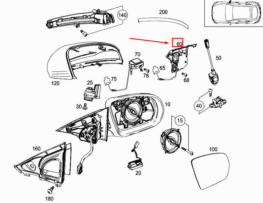 new mercedes-benz glc x253 right mirror telephone antenna a2539050801 original