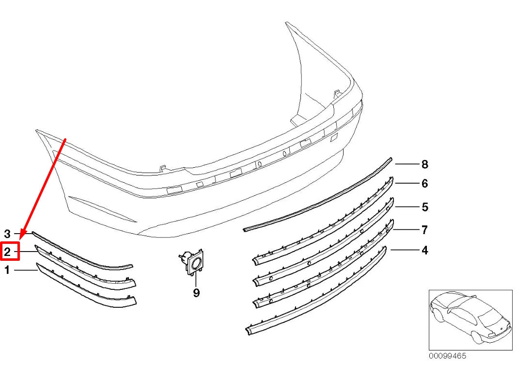 NEW BMW 7 E65, E66 REAR LEFT PRIMED BUMPER GUARD 51127043367 7043367 ORIGINAL