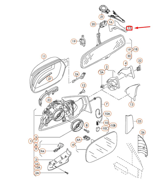 NEW AUDI Q7 4L INTERIOR MIRROR LOWER CABLE GUIDE TRIM 8R0857593Y22 ORIGINAL