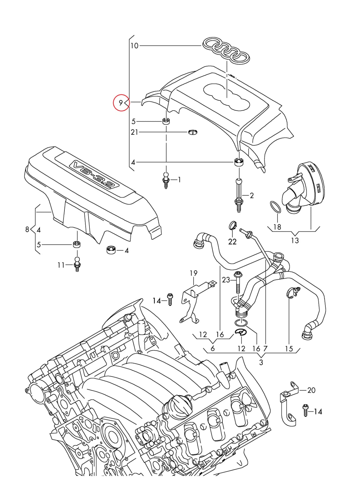 NEW AUDI A6 A8 2.4 3.2 FSI PETROL ENGINE BLACK COVER TRIM 06E103926D