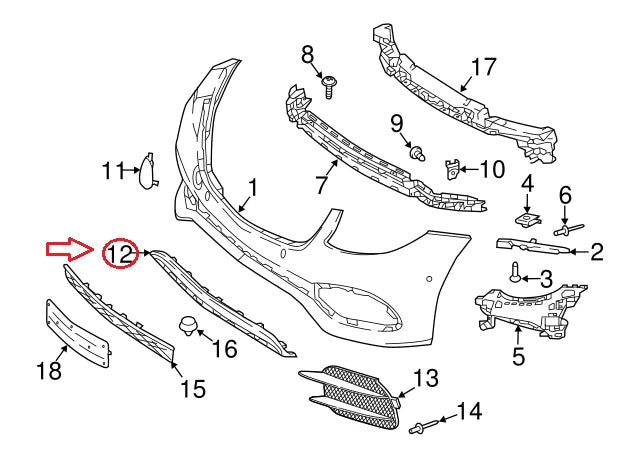 NEW MB E-CLASS W213 FRONT BUMPER LOWER CHROME TRIM A2138857000