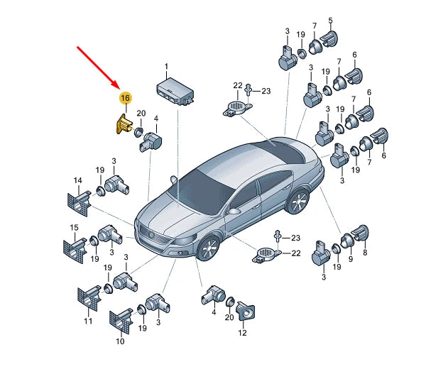 NEW VW CC FRONT RIGHT SIDE PARK SENSOR BRACKET 3C8919494BGRU ORIGINAL