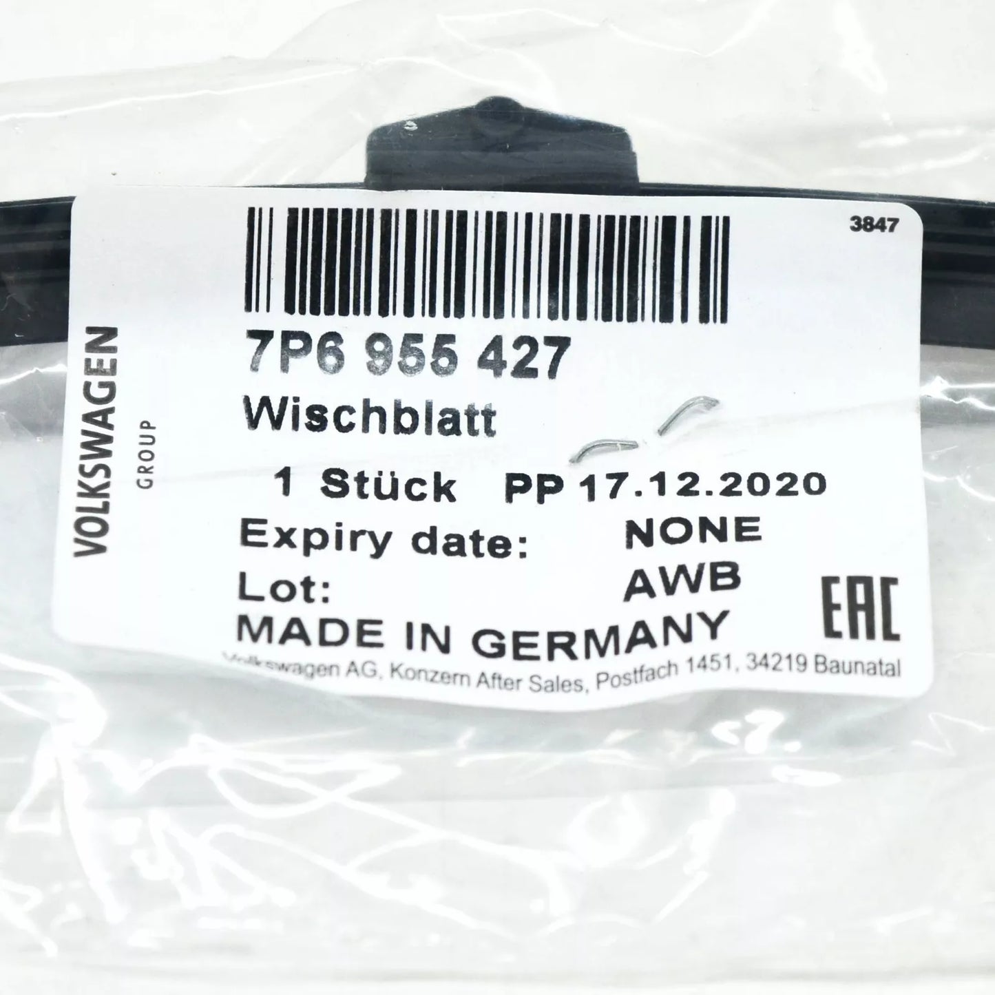 NEW VOLKSWAGEN TOUAREG 7P REAR WINDOW AERO WIPER BLADE 7P6955427 ORIGINAL