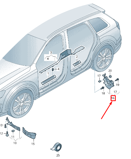NEW AUDI Q7 4M REAR RIGHT FENDER SPOILER 4M0854816E ORIGINAL