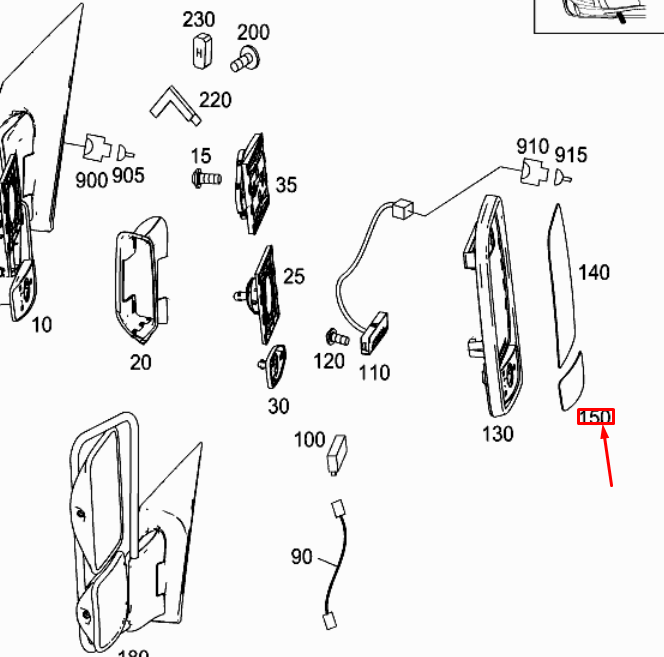 NEW MB SPRINTER 906 FRONT LEFT DOOR MIRROR BOTTOM GLASS A0028113933 ORIGINAL