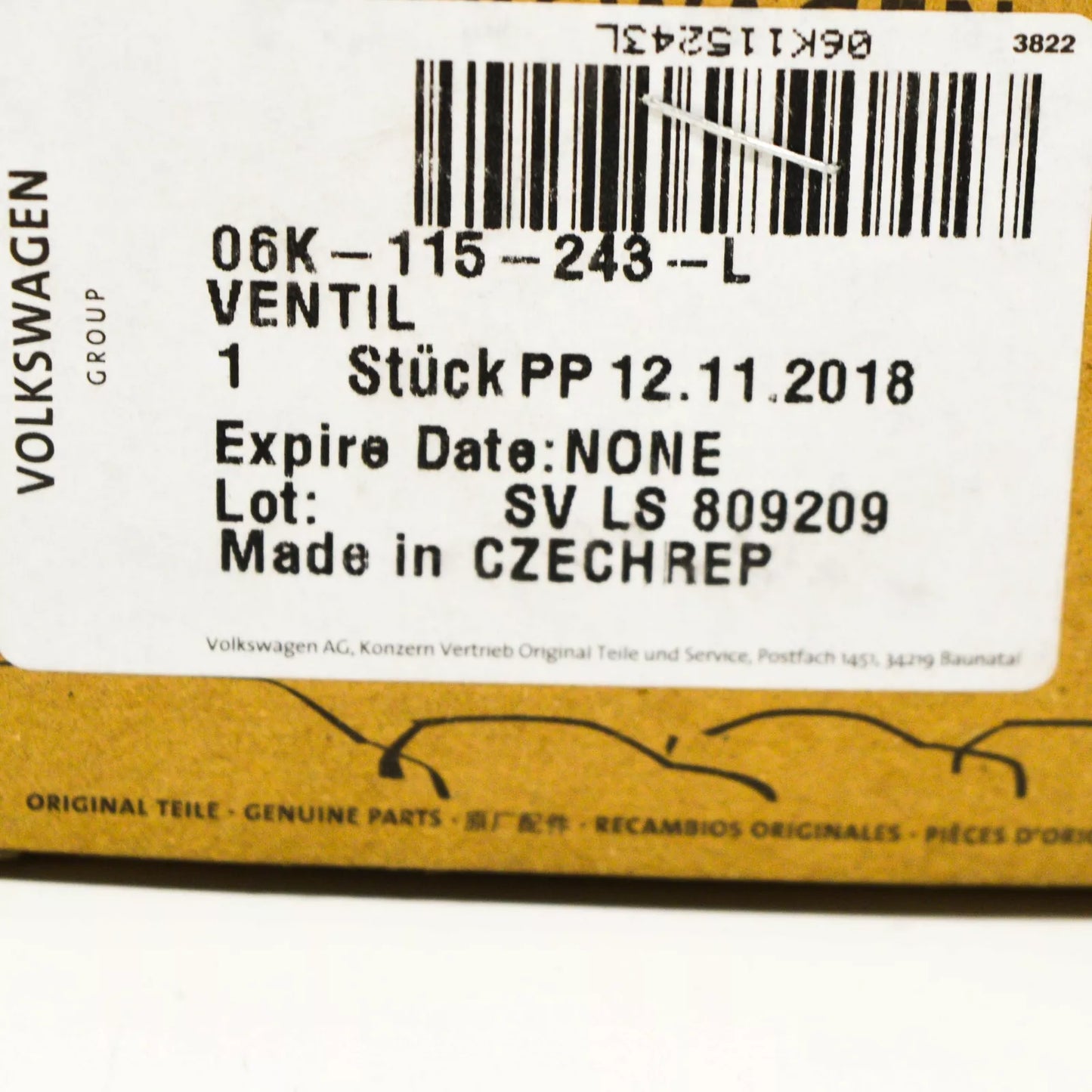 AUDI A4 B8 OIL PRESSURE CONTROL VALVE 06K115243L