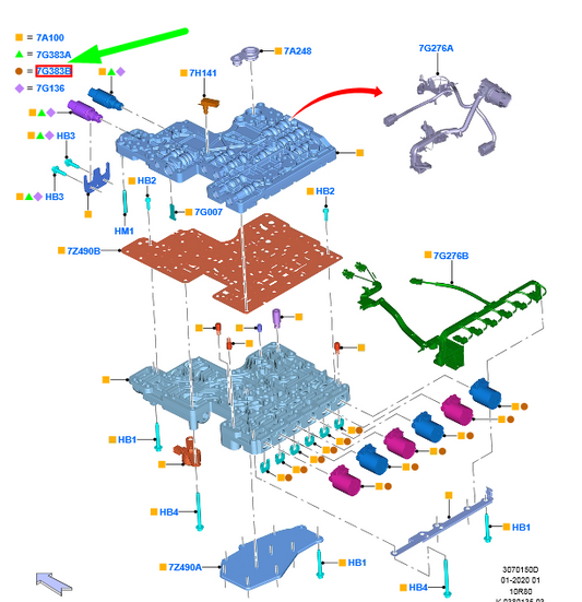 new ford ranger t6 mk1 transm control solenoid 2464932 kthl3p-7j136-lc original