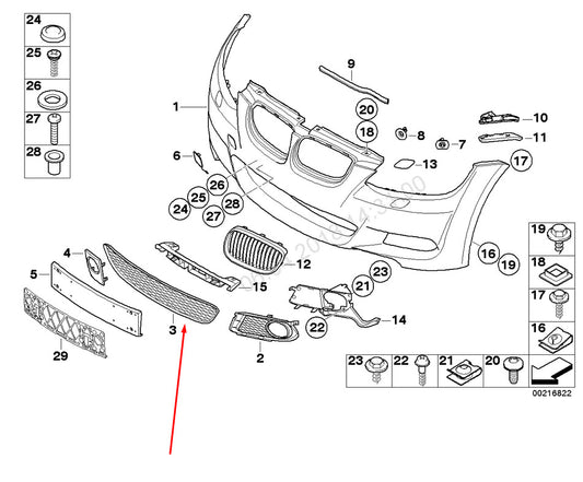 Genuine Bmw 3 E93 Front Bumper M Sport Lower Grille 51118041179 8041179 2009