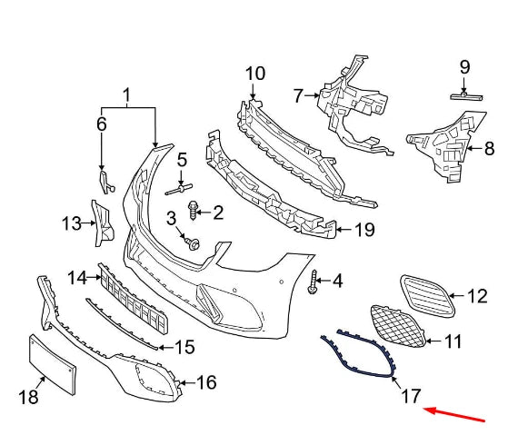 NEW MERCEDES-BENZ S W222 AMG FRONT LEFT BUMPER TRIM A2228850801 2018 ORIGINAL