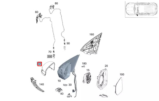 NEW MERCEDES-BENZ GLE W167 FRONT LEFT DOOR MIRROR FRAME A16781061059999 ORIGINAL