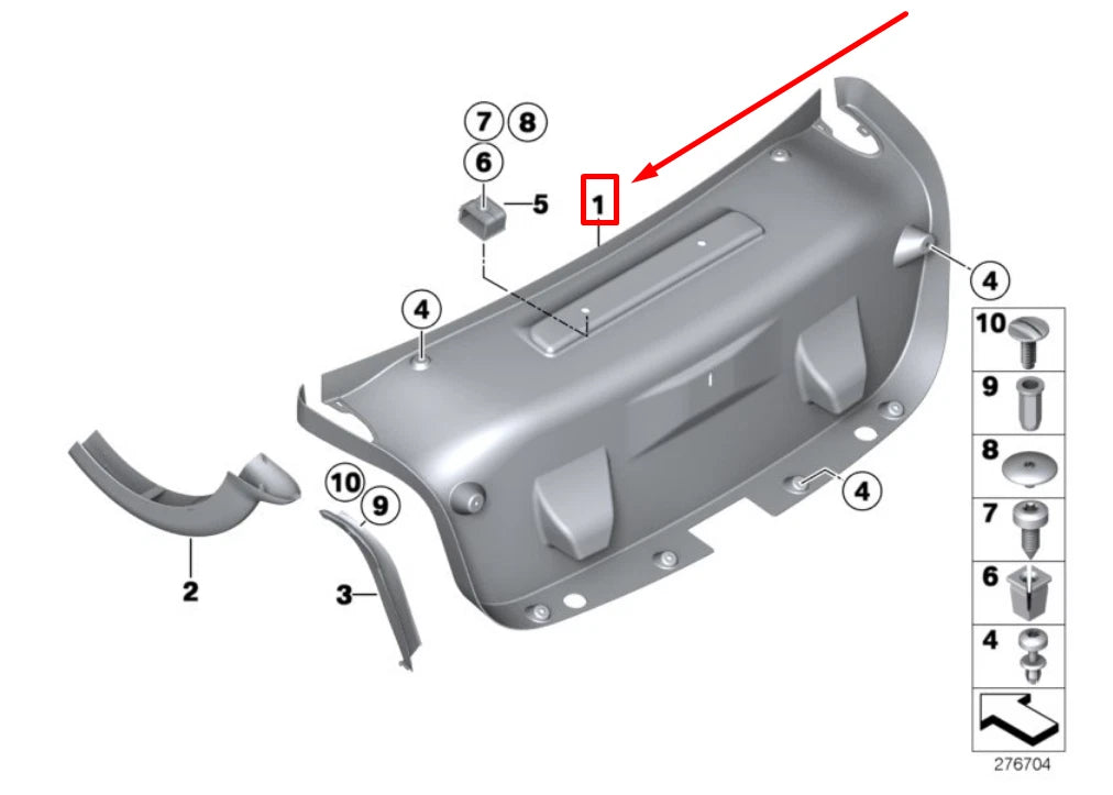 NEW BMW 3 F30, F80 TRUNK LID TRIM PANEL 7255636 51497255636 ORIGINAL