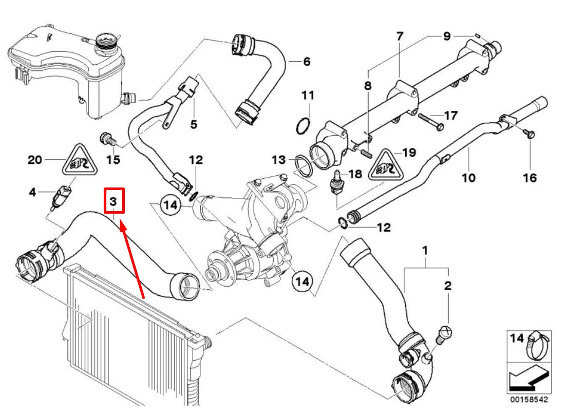 NEW BMW 3 E46 LOWER RADIATOR HOSE 11537830715 7830715 ORIGINAL