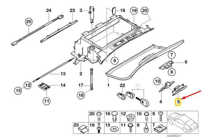 new bmw 3 convertible e46 glove box lock lower part 51168262566 original