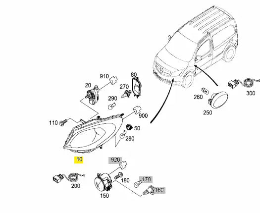 NEW MERCEDES-BENZ CITAN COMBI 415 FRONT RIGHT HEADLIGHT A4158260001 RHD