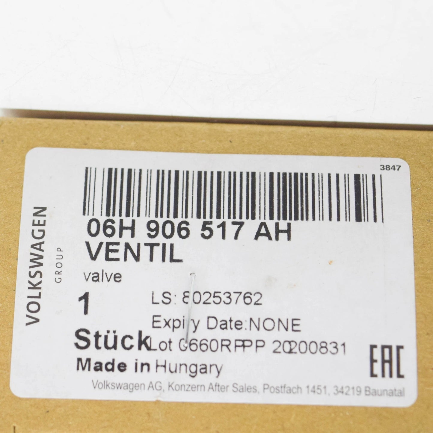 NEW AUDI A6 4G C7 PURGE VALVE 06H906517AH